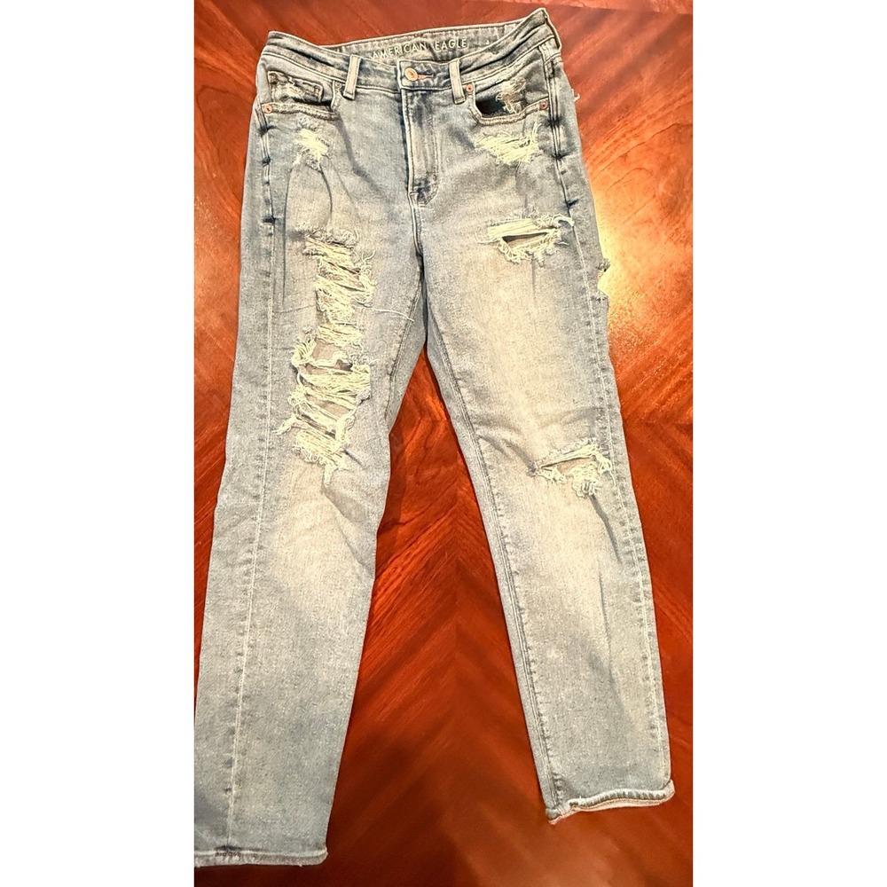 American‎ Eagle Womens 2 Skinny Jeans Distressed Light Wash Stretch Denim